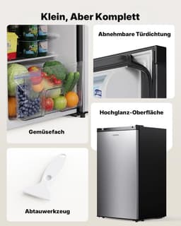 Kleine Koelkast - Mini Koelkast - Dranken Koelen - Energiezuinig Stil - 91 Liter - Zilver — thumbnail 3