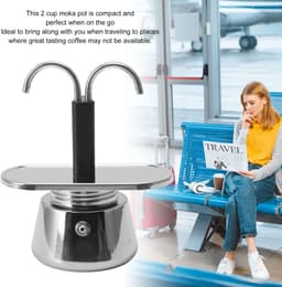 Dailygoods- Moka Pot Mini-espressomachine - Koffiezetapparaat van roestvrij staal - 2 kopjes - 2,8 oz - Italiaans design - Snel en elegant koffiezetten — thumbnail 5
