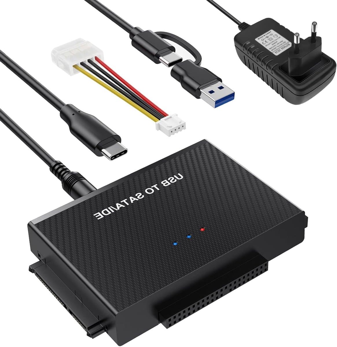 USB 3.0 IDE SATA Adapter voor 2.5 en 3.5 Inch HDD/SSD met 12V 2A Voeding, Compatibel met Windows en Mac, Snelle Gegevensoverdracht en Eenvoudige Installatie — afbeelding 1