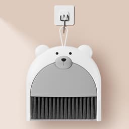 Mini bezem en blik - Kleine stoffer - Bureau reinigen - Compact en hangbaar - 18 x 23.5 cm - Grijs — thumbnail 2