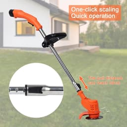 Electric Grass Trimmer, Wireless, Telescopic Stem and Trimmer, Rechargeable Lawn Mower, Three Types of Blades, 2 Batteries (12 V 2.0 Ah), 1 Charger Orange — thumbnail 2