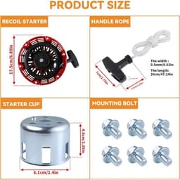 Geschikt voor Honda GX120, GX160, GX200 motoren met terugslagstarter (stalen clip) 4/5,5/6,5 pk — thumbnail 2