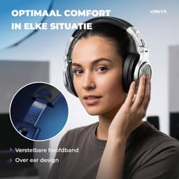 DJ koptelefoon - Vonyx HDX120SB - Over ear koptelefoon - Studio koptelefoon - Opbergtas - Aluminium — thumbnail 2