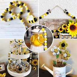 Set van 200 houten kralen met bijenthema in honingraat- en ronde balvorm, groot gat, ideaal voor creatieve sieraden en knutselprojecten — thumbnail 2