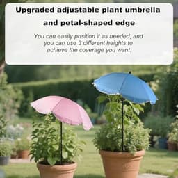 3 stuks plantenparaplu's voor buitenplanten, buigzame tuinparaplu's inclusief geel, roze en blauw voor tuinbedden, potgroenten en fruit — thumbnail 3
