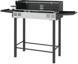 Premie 2-in-1 Houtskool Barbecue - Smoker Barbecue - Houtskoolgrill - met Verstelbaar Grillrooster, 1 Draaispit, Wielen - BBQ voor Kamperen, Buiten, Tuin - 118 x 32 x 90 cm - Zwart + Zilver — thumbnail 3