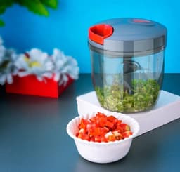 Handmatige Keukenmachine - Groentehakker - Snel Ingrediënten Hakken - 6 Roestvrijstalen Messen - 900 ml - Grijs — thumbnail 3