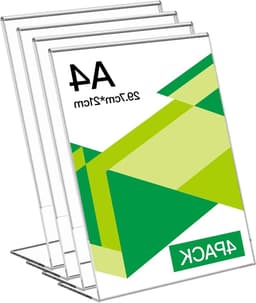 A4 Staander voor Menu of Prijslijst, Verticale Transparante Plexiglas Houder voor Signage met Hoge Zichtbaarheid — thumbnail 1