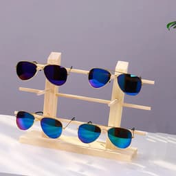 Houten Zonnebrilstandaard en Brillenhouder Organizer voor Thuis en Optiekwinkel - Geschikt voor 6 Paar Brillen, Duurzaam en Stijlvol Design — thumbnail 2
