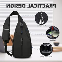 Multifunctionele Sling Backpack voor Hiken, Reizen en Klimmen, Compacte Schoudertas met Opening voor Koptelefoon, Ideaal voor Mannen — thumbnail 3