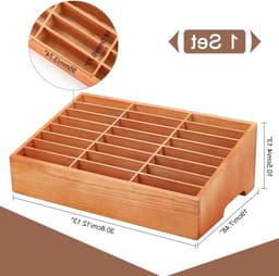 Houten Opbergdoos voor Mobiele Telefoons met 24 Vakjes, Ideaal voor Klaslokalen en Kantoororganisatie, Multifunctionele Mobiele Telefoonhouder voor Docenten en Studenten — thumbnail 5