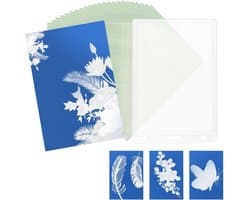 24 Stuks Zon Print Papier A7 Cyanotype Papier en Map voor Hoge Gevoeligheid, Zonne-Actieve Kunstprint voor Creatieve Projecten en Fotografie