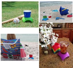 aladdien - Strandbekerhouders - Stranduitrusting - Ideaal voor vakanties - Multicolor 5 Pack - Perfect voor dranken en mobiele telefoons - Geschikt .. — thumbnail 5