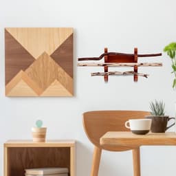 Houten Wandhouder voor Stokken, 18 x 8 x 18 cm, Drie-traps Standaard voor Wanddecoratie, Thuis en Kantoor, Bruin — thumbnail 4