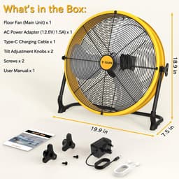 Vloer Ventilator - Industriële Fan - Werkplaats Koeling - Traploos Instelbaar - 16 Inch - Geel — thumbnail 5