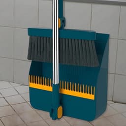 Bezem Stofpan Set met Verstelbaar Handvat en 180° Roterende Kop – Lichtgewicht Schoonmaakset van Roestvrij Staal voor Thuis, Keuken en Balkon — thumbnail 3