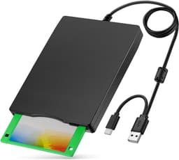 Externe USB diskettedrive FDD 1,44MB 3.5" - PC en MAC - Slimline Floppy Disk Drive Extern - Draagbaar - Plug and Play - Zwart - geschikt voor Windows 11 — thumbnail 1
