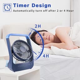 Tafelventilator Oplaadbaar - 20000 mAh - 3 Snelheden - Stil - 180° Draaibaar - Met Timer - Blauw — thumbnail 3