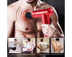 Massagepistool - Draagbaar apparaat - Spierherstel - 6 snelheden 4 koppen - 12mm diepte - Rood