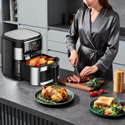 Heteluchtfriteuse Oven - Airfryer Groot - Gezond Frituren - 10 Liter Inhoud - 2100 Watt - Zwart — thumbnail 4