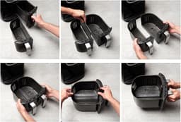 Dubbele Mand Airfryer - Heteluchtfriteuse Dubbele Frituurpan - Gezond Koken - Aanpasbare Manden - 8.5 Liter - Zwart — thumbnail 5