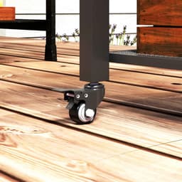 Buitenkeuken op Wielen – BBQ Trolley – Met Opbergkast & Planken – Werktafel voor Buiten – Hout & Metaal – Multifunctioneel – Zwart — thumbnail 2