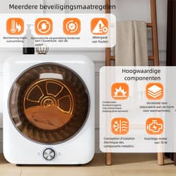 Wasdroger 3kg – 65dB – 8 programma's – NTC sensor – voor kleine huishoudens – 53,5x42x65 cm – 1 stuks – wit — thumbnail 7