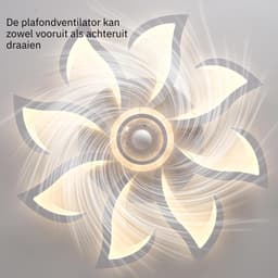 RUX® Plafonniere Met Ventilator - Plafondventilator - Plafondventilator Met Verlichting - Wit - 79cm x 79cm x 13cm; 6 kg — thumbnail 2