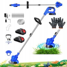 Grasmaaier - Accu Grasmaaier - Draadloze Trimmer - 800W Koperen Motor & 13000rpm - Verstelbare Steel 91-127cm - 2 Batterijen & Oplader - 3 Messen (Plastic/Metaal/Rond) - Voor Tuin & Gazon — thumbnail 5