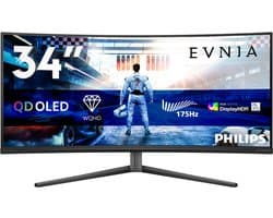 Philips Evnia 34M2C6500 - Ultrawide QD-QHD Curved Gaming Monitor - 1800R - Ambiglow - HDR400 - 10bit - 175hz - 34 inch