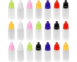 21 Stuks Plastic Flessen - Lege Dopperflessen 10ml voor Oogdruppels, Essentiële Olie en E-liquids met Dopperdeksel