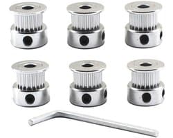 Store_9 - Aluminium GT2 Timing Riem Katrol Kit - 20 Tanden - Duurzaam en Lichtgewicht - 5mm Boring - Perfect voor 3D Printers - Pack van 6