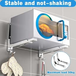 Magnetron Wandhouder - Keukenrek - Ruimte Besparen - Opvouwbaar & Telescopisch - Tot 50 kg - Zilver — thumbnail 2
