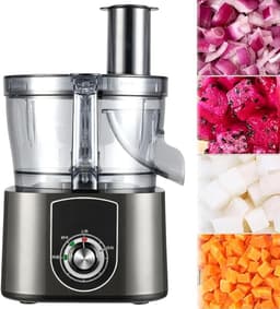 Elektrische Groentehakker - Keuken Snijmachine - Snel Ingrediënten Snijden - 600W Krachtig Vermogen - 375x305x480mm - Zilver — thumbnail 1