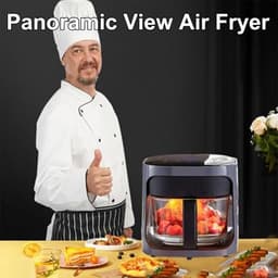 Luchtfriteuse - Olievrije Frituurpan - Gezond Koken - Panoramisch Zicht - 6 Liter Capaciteit - Zwart — thumbnail 3