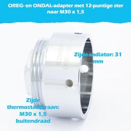 Radiator Adapter - Thermostaat Adapter - Verwarmingsregeling - 12-Punts Ster Bevestiging - M30 x 1.5 - Metaal — thumbnail 3