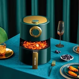 Heteluchtfriteuse - Olievrije Frituurpan - Gezond Koken - Automatische Bediening - 6 Liter - Groen — thumbnail 5