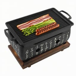 Dailygoods- Tafelgrill Japanse stijl - Houtskool barbecue - Massief houten sokkel - Eenvoudig te reinigen - Geschikt voor tafelgebruik - Duurzaam en brandveilig — thumbnail 1