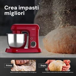 Planeetmixer - Keukenmachine - Bakken en Koken - 10 snelheden - 5 liter kom - Rood — thumbnail 3