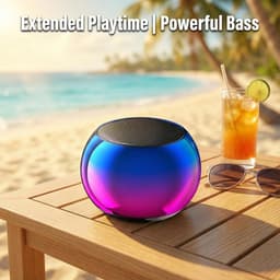 Oneay Draagbare mini Bluetooth-speaker – Oplaadbare bolvormige speaker met krachtig geluid en verbeterde bas – Compact design voor thuis, reizen, feestjes, buiten en bureaugebruik — thumbnail 4