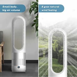 Ventilator met Zuiveraar - Torenventilator Bladloos - Zomerse Koelte - Stille Werking 8 Snelheden - 45.7 cm - Zilver — thumbnail 5