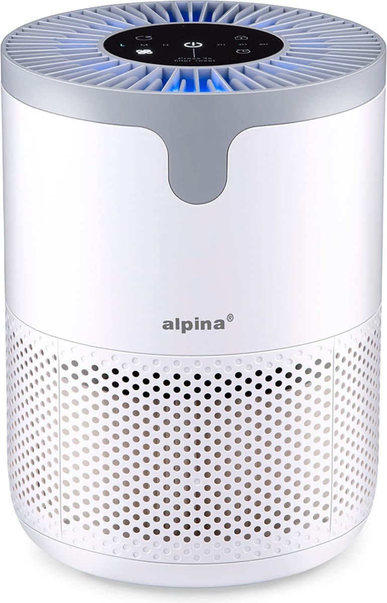 alpina Luchtreiniger met HEPA Filter H13 - Air Purifier met Ionisator voor Ruimtes 5-10 m2 - Lucht Reiniger 60 m³/h - Air Cleaner met 3 Snelheden - 230V/12W - Wit — afbeelding 1