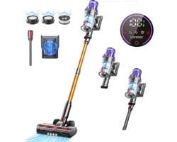 Steelstofzuiger Draadloos - Steelstofzuiger - Stofzuiger - Steelstofzuiger Snoerloos - Krachtige Zuigkracht - 50KPA - 500W - HEPA Filter - LCD - Geel