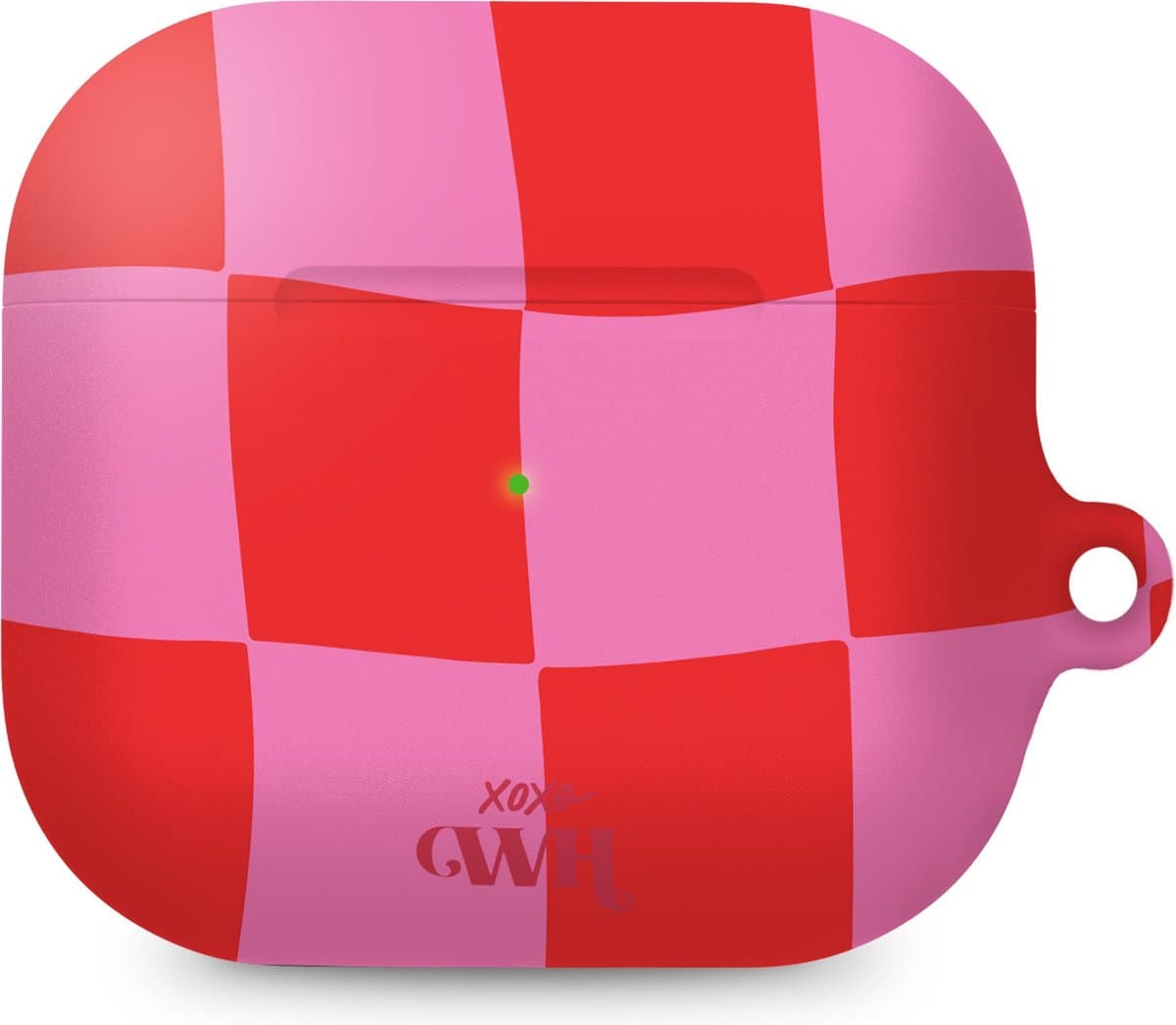 xoxo Wildhearts hoesje geschikt voor AirPods 3 - Drunk In Love - Ook als telefoonhoesje verkrijgbaar - schokbestendige case - koptelefoonhoesje - Matte afwerking - Beschermhoes met print - golvende blokjes - roze / rood — afbeelding 1