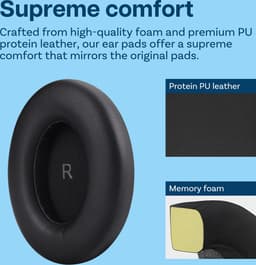 Vervangende Oorkussens voor Sennheiser Momentum 4 Wireless Over-Ear Hoofdtelefoons van MMOBIEL – Memory Foam en Protein PU Koptelefoon Oorkussens - Noise Isolation Earpads – Zwart — thumbnail 5
