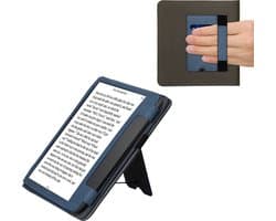 kwmobile flip cover voor e-reader - geschikt voor Tolino Epos 3 - Van imitatieleer en -suède - In donkerblauw / donkergrijs
