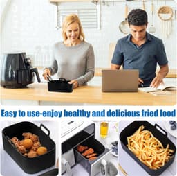 2 Stuks Silicone Vorm Voor Ninja Foodi Max Dual Zone Airfryer - Herbruikbare Bakvorm Accessoires Voor Ninja Foodi Af300eu 7.6 (Zwart) — thumbnail 2