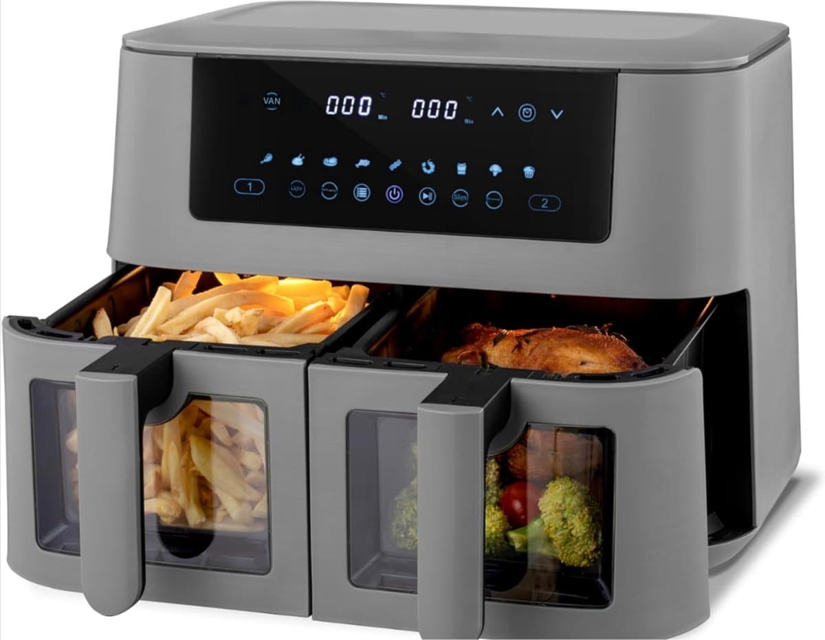 Dual Zone Airfryer met Dubbele Kamer 8 Liter 2 Manden met Kijkvenster Touchscreen 9 Voorinstellingen Dual Cook & Synchronisatie Kant-en-Klaar Technologie 2570-3040 W — afbeelding 1