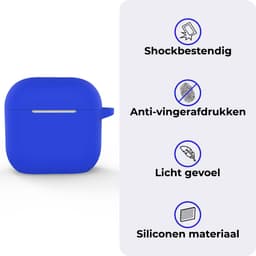 Hoesje - Geschikt voor Apple AirPods 4 / 5 - Siliconen Hoes met Clip - Silicone Case Cover - Blauw — thumbnail 3