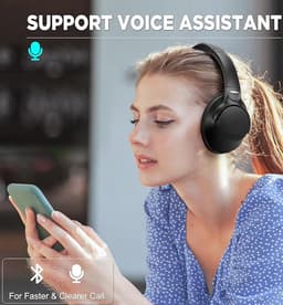 Tuinyo - Draadloze koptelefoon met noise cancelling - Over ear - 60 Uur speeltijd - Diepe bas - Hi-Fi Stereo geluid - comfortabele oorkussens - Inclusief reisetui - Zwart — thumbnail 3